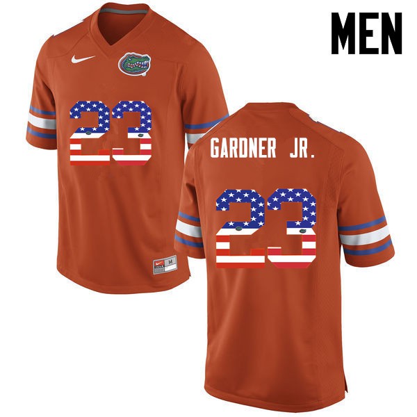 Florida Gators Men #23 Chauncey Gardner Jr. College Football Jersey USA Flag Fashion Orange